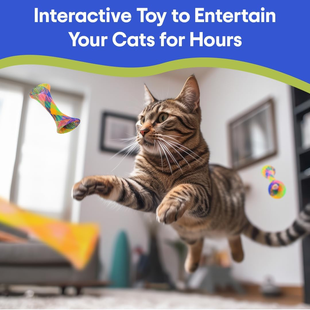 Kitty Fun Tubes Cat Toy | Bouncy Cat Toy with Catnip inside for Cats and Kittens to Bite, Swat and Chase | Interactive Cat Toy | 3 Pieces