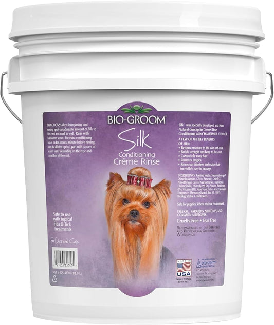 Silk Creme Rinse Dog Conditioner - Conditioner for Dogs, Puppy Conditioner, Dog Conditioner Detangler, Dog Hair Conditioner - 5 Gallons