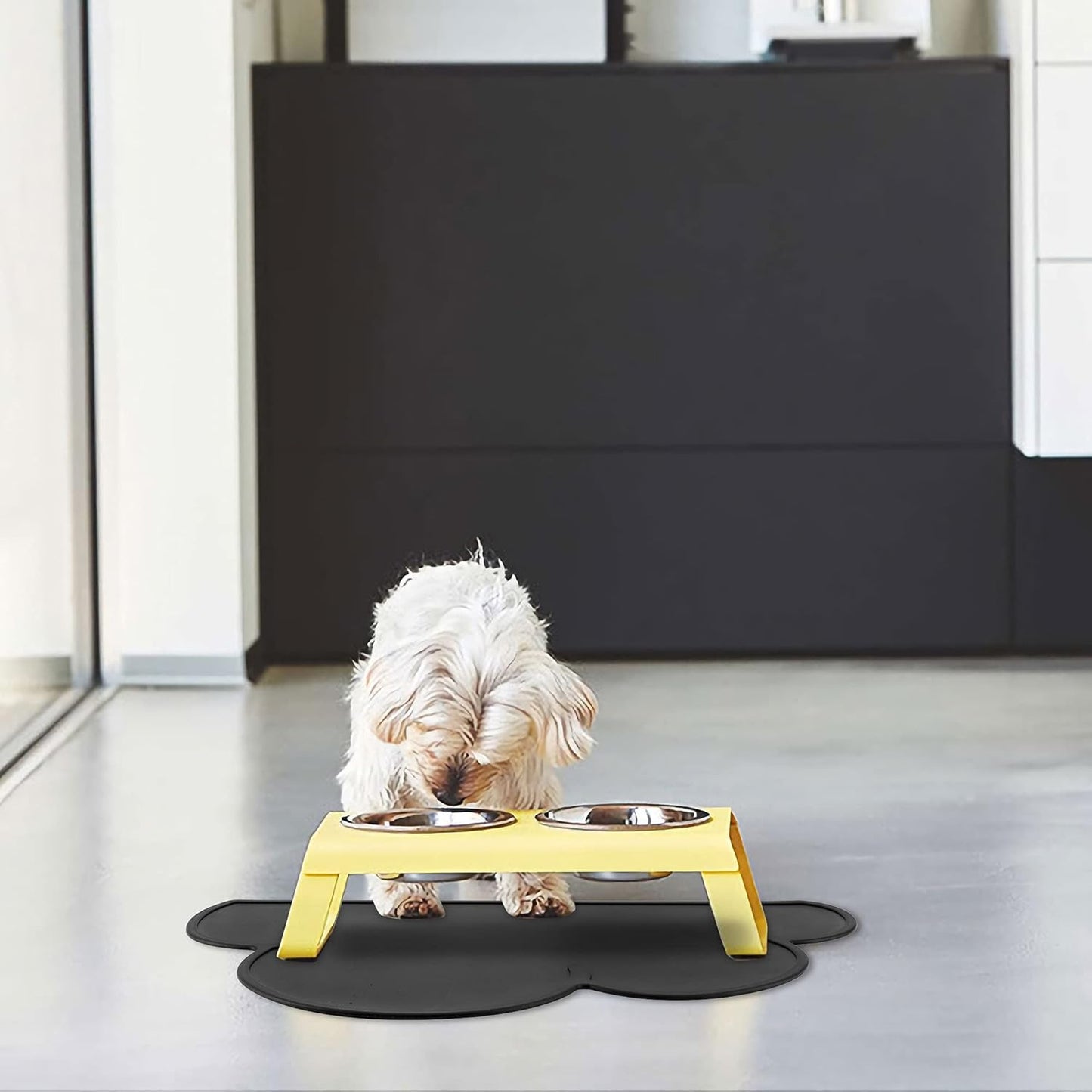 Pet Food Mats–Dog Cat Feeding Mat Top Grade Cloud Silicone Pad Anti-Slip Waterproof Anti-Slip Bowl Placemat (Black)